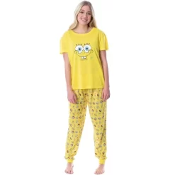 Nickelodeon SpongeBob SquarePants Womens' Faces 2 Piece Jogger Pajama Set Yellow -Cozy Nights Sales Store GUEST 0085cc6a 4651 4902 ac5e b4d721cd68b2