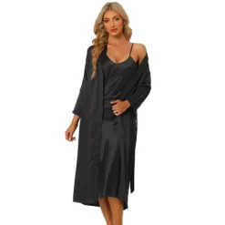 Cheibear Womens Satin Nightwear Robe And Nightgown Sets Lace Long Sleeve Bridesmaid Wedding Bride Bathrobe -Cozy Nights Sales Store GUEST 0164c543 fa02 43d9 83eb da66870f1077