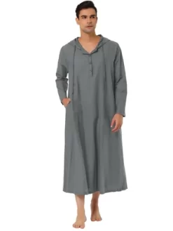Lars Amadeus Men's Nightshirt Long Sleep Shirt Hooded Loungewear Nightgown Pajamas -Cozy Nights Sales Store GUEST 0165cdb2 92f6 40d4 9648 44361108b10f