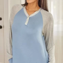 Women's Soft Knit Nightgown, Full Length Long Henley Night Shirt Pajama Top With Pockets -Cozy Nights Sales Store GUEST 02541c8b 6db8 451b 8db8 52f6baa4e644