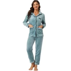 Allegra K Women's Flannel Button Down Lounge Winter Long Sleeves Pajama Sets -Cozy Nights Sales Store GUEST 03d7758a 4613 4e08 b722 5b7f865cb90a
