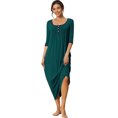 Cheibear Womens Sleepwear Lounge Long Dress With Pockets Soft Nightshirt Pajama Nightgown 6 Cheibear Womens Sleepwear Lounge Long Dress With Pockets Soft Nightshirt Pajama Nightgown - Image 6