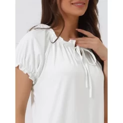 Cheibear Women's Victorian Ruffle Short Sleeve Tie Neck Pajama Sleep Dress 11 Cheibear Women's Victorian Ruffle Short Sleeve Tie Neck Pajama Sleep Dress -Cozy Nights Sales Store GUEST 0545cc32 8166 4f25 825d 546fd05c75f3