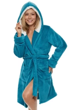Women's Classic Plush Hooded Robe, Short Fleece Bathrobe With Hood -Cozy Nights Sales Store GUEST 054ae269 9ed7 4f6b 8586 35614fac9538