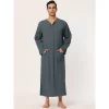 Lars Amadeus Men's Night Sleep Cotton Side Split Long Gown With Pockets
