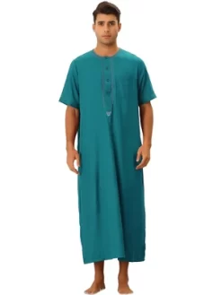 Lars Amadeus Men's Solid Color Short Sleeves Loose Fit Pajamas Night Gown -Cozy Nights Sales Store GUEST 092138ba 47b4 4255 906c 899d6e97c042