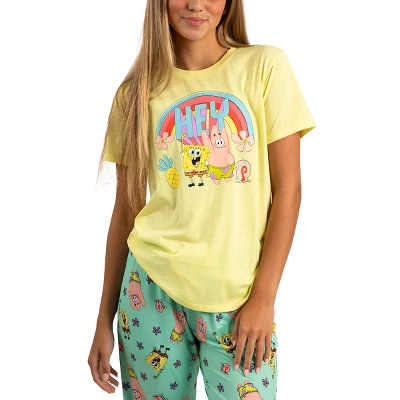 SpongeBob SquarePants Adult Juniors Sleepwear Set With Short Sleeve Tee And Sleep Pants 1 SpongeBob SquarePants Adult Juniors Sleepwear Set With Short Sleeve Tee And Sleep Pants