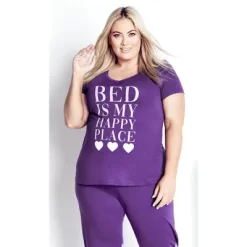 Women's Plus Size Happy Place Top - Purple | AVENUE -Cozy Nights Sales Store GUEST 0955b5e6 7377 4dde bb38 a0395a1b617f