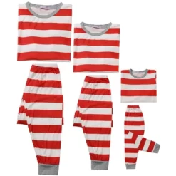 Cheibear Striped Winter Xmas Christmas Family Matching Sleepwear Set Red-Stripes -Cozy Nights Sales Store GUEST 0a430d5d b948 46b2 b11f 00faf9f50ff6