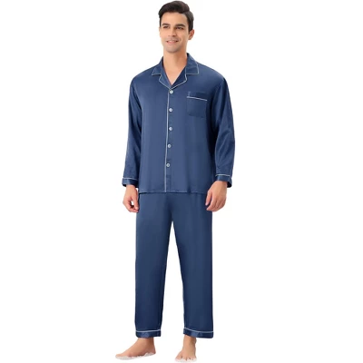 Lars Amadeus Men's Satin Sleeping Long Sleeves Shirt Pants Pajama Set 5 Lars Amadeus Men's Satin Sleeping Long Sleeves Shirt Pants Pajama Set - Image 5