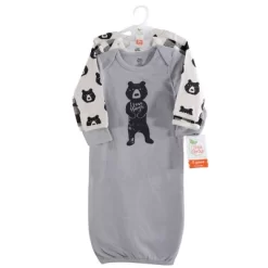 Yoga Sprout Baby Boy Cotton Long-Sleeve Gowns 3pk, Bear Hugs