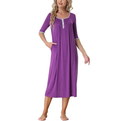 Cheibear Womens Sleepwear Lounge Long Dress With Pockets Soft Nightshirt Pajama Nightgown 5 Cheibear Womens Sleepwear Lounge Long Dress With Pockets Soft Nightshirt Pajama Nightgown - Image 5