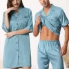 Cheibear Men Satin Button Down Pajama Sets Short Sleeve Shirt And Shorts Sleepwear