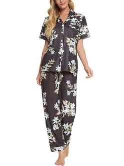 Cheibear Womens 2pcs Floral Button Down Pajama Set Nightwear Sleepwear -Cozy Nights Sales Store GUEST 0d5a91a3 5cff 491c 8928 1582729b9653