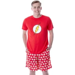 DC Comics Mens' The Flash Logo Short Sleeve Shirt Pajama Short Set Red -Cozy Nights Sales Store GUEST 0d8fff69 b7e0 42f2 a523 219c8008c5a5