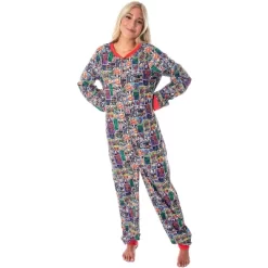 Marvel Unisex Adult Comic Character Grid Print One Piece Pajama Union Suit Multi -Cozy Nights Sales Store GUEST 0e5e4839 1698 4f50 b3f5 c1d9b151f950