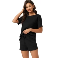 Cheibear Women's Casual Pullover Short Sleeve Lounge Sets With Shorts Jogger Outfit Summer Tracksuits -Cozy Nights Sales Store GUEST 0f84c236 b9d0 45df bd95 789d45a2bff9