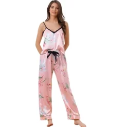 Cheibear Women's Floral 2 Pieces Pajama Sets Satin Lace Cami Long Pants Sleep Set Loungewear -Cozy Nights Sales Store GUEST 0fbb8bf4 142b 4e91 9c7b 4bb483f8b57f