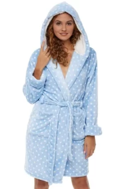 Women's Classic Plush Hooded Robe, Short Fleece Plaid Bathrobe With Hood -Cozy Nights Sales Store GUEST 0fe7d105 5c70 43b0 9b1a 6ff981a00bb6