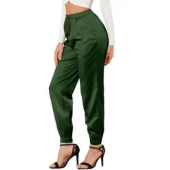 Allegra K Women's Drawstring Elastic Waist Athleisure Pants Ankle Length Satin Joggers With Pocket -Cozy Nights Sales Store GUEST 0ff3a824 e476 4db7 a666 87140dcb847f