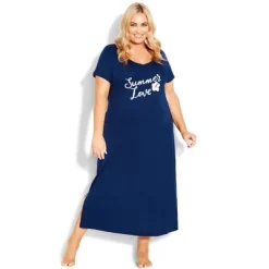 Women's Plus Size Summer Love Short Sleeve Sleep Maxi Dress - Deep Blue | AVENUE 5 Women's Plus Size Summer Love Short Sleeve Sleep Maxi Dress - Deep Blue | AVENUE -Cozy Nights Sales Store GUEST 104efa53 5159 468f 95b5 c9dd0e967d00