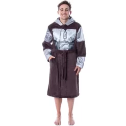 Star Wars Adult The Mandalorian Costume Fleece Robe Bathrobe For Men Women Brown