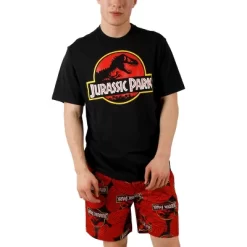 Jurassic Park Logo Men's Crew Neck Short Sleeve Tee & Lounge Shorts Combo Set -Cozy Nights Sales Store GUEST 1183481a d91f 494a b087 a0361bf31d1e