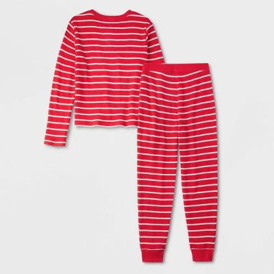 Kids' Striped Matching Family Thermal Pajama Set - Wondershop™ Red 2 Kids' Striped Matching Family Thermal Pajama Set - Wondershop™ Red - Image 2