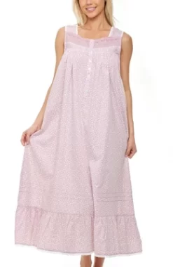 Women's Cotton Victorian Nightgown, Gwendoline Sleeveless Lace Trimmed Button Up Long Vintage Night Dress Gown -Cozy Nights Sales Store GUEST 136e2e64 89f0 4f7f 99c5 e530b1633f2f