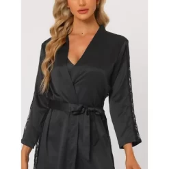 Cheibear Womens Satin Nightwear Robe And Nightgown Sets Lace Long Sleeve Bridesmaid Wedding Bride Bathrobe -Cozy Nights Sales Store GUEST 13a029a3 a351 44b8 bc31 e64631ca0e7c