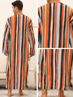 Lars Amadeus Men's Long Sleeves Button Striped Nightgown With Pockets -Cozy Nights Sales Store GUEST 13e4d7ae 4be3 483e b2c6 841cccc596f2