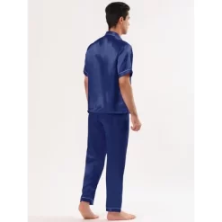 Lars Amadeus Men's Classic Satin Pajama Sets Short Sleeves Button Down Nightwear Sleepwears Loungewear Pjs -Cozy Nights Sales Store GUEST 140465e8 cf47 4cbf 8694 208fd0ef3a29