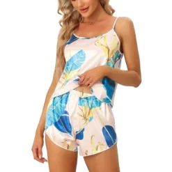 Cheibear Women's Satin Sleepwear Floral Loungewear Cami With Shorts Pajama Set -Cozy Nights Sales Store GUEST 1420bcea aed2 4390 be5e e447fd50bf2d