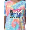 MTV Womens' Music Television Beach Classic '80s Nightgown Pajama Shirt Multicolored
