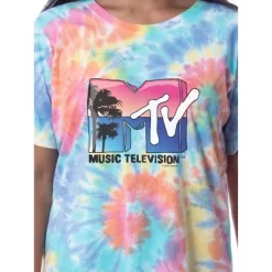 MTV Womens' Music Television Beach Classic '80s Nightgown Pajama Shirt Multicolored