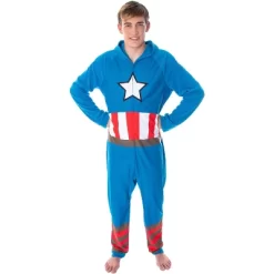Marvel Men's Captain America Classic Cap Costume Pajama Union Suit Captain Blue -Cozy Nights Sales Store GUEST 15ab1719 0765 420b 9b1b c57d0e7e6973