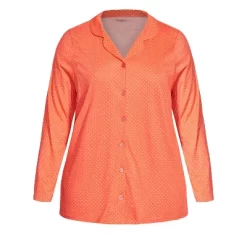 Women's Plus Size Button Print Sleep Top - Peach Spot | AVENUE -Cozy Nights Sales Store GUEST 1638e22d 29fb 4663 9920 464b5a8c93c5