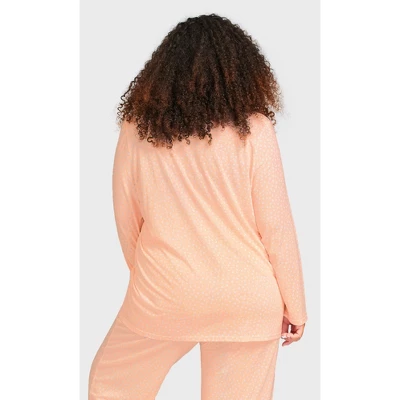 Women's Plus Size Button Through Sleep Top - Pink | AVENUE 1 Women's Plus Size Button Through Sleep Top - Pink | AVENUE