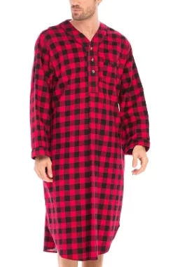 Men's Soft Cotton Flannel Sleep Shirt, Long Henley Night Shirt Pajamas -Cozy Nights Sales Store GUEST 193979a1 ffa4 4133 a15e 6ce8261af1e7