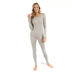 Leveret Womens Two Piece Neutral Solid Color Thermal Pajamas -Cozy Nights Sales Store GUEST 19893e57 a84c 45e2 81bd bbad79b378cc
