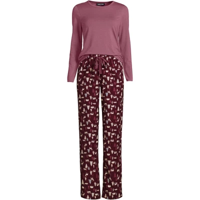 Lands' End Women's Pajama Set Knit Long Sleeve T-Shirt And Flannel Pants 8 Lands' End Women's Pajama Set Knit Long Sleeve T-Shirt And Flannel Pants - Image 8
