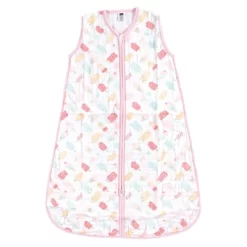 Hudson Baby Infant Girl Muslin Cotton Sleeveless Wearable Sleeping Bag, Sack, Blanket, Ice Cream