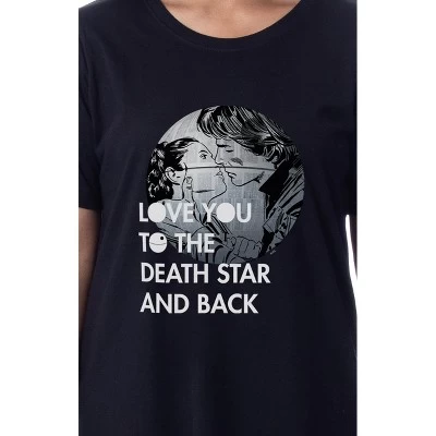 Star Wars Womens' Love You To The Death Star And Back Sleep Pajama Shirt Black 1 Star Wars Womens' Love You To The Death Star And Back Sleep Pajama Shirt Black