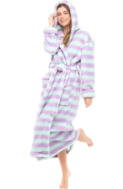 Women's Fuzzy Plush Fleece Bathrobe With Hood, Soft Warm Hooded Lounge Robe -Cozy Nights Sales Store GUEST 1c046eb6 61ba 49d1 ae6c a61f56315272