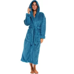 Women's Fuzzy Plush Fleece Bathrobe With Hood, Soft Warm Hooded Lounge Robe -Cozy Nights Sales Store GUEST 1de1cca7 6ec1 42b4 8b63 a3485904a7ff
