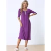 Cheibear Womens Sleepwear Lounge Long Dress With Pockets Soft Nightshirt Pajama Nightgown