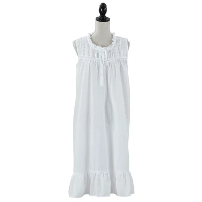 Saro Lifestyle Embroidered Sleeveless Nightgown 4 Saro Lifestyle Embroidered Sleeveless Nightgown - Image 4