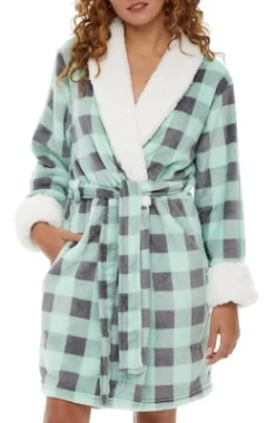 Women's Classic Plush Robe, Short Fleece Bathrobe Prints -Cozy Nights Sales Store GUEST 21a31e50 f600 4fdc 94b4 ddb4237f03bb