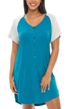 Womens Soft Knit Short Sleeve Nightgown, Button Down Night Shirt Pajamas -Cozy Nights Sales Store GUEST 228b035a 72f4 4f74 b430 ed33490ac471