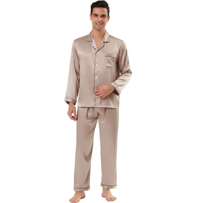 Lars Amadeus Men's Satin Pajama Sets Long Sleeve Loungewear Sleepwear V Neck Button Down Pjs Set 6 Lars Amadeus Men's Satin Pajama Sets Long Sleeve Loungewear Sleepwear V Neck Button Down Pjs Set - Image 6